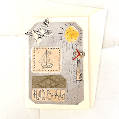 Happy Birthday Cream Collage Greetings Card by Jessie Chorley - Curated Living