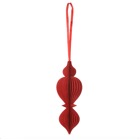 Honeycomb Ornament Spire Ruby Paper Hanging Decoration 40cm - Curated Living
