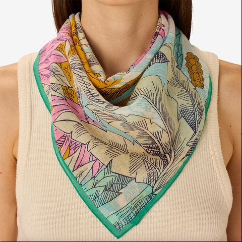 Scarf 'Square 65 Cotton Robinson - Blue' by Inoui Editions