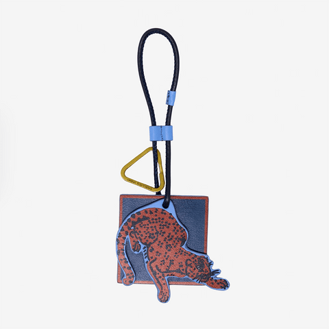 Key Chain 'Cat' 100% Leather in Blue by Inoui Editions - Curated Living