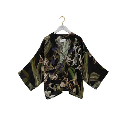 Kimono Jacket 'Orchid Black Crepe' by One Hundred Stars - Curated Living