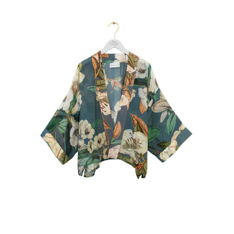 Kimono Jacket 'Rhodoleia Blue' by One Hundred Stars - Curated Living