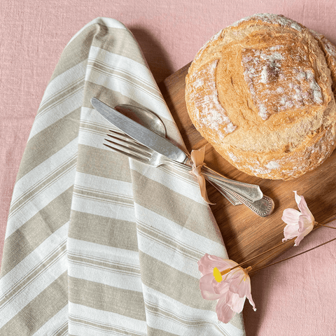 Kitchen Towel 'Firenze Desert - Thick and Thin Stripes' Cotton by Bungalow of Denmark - Curated Living