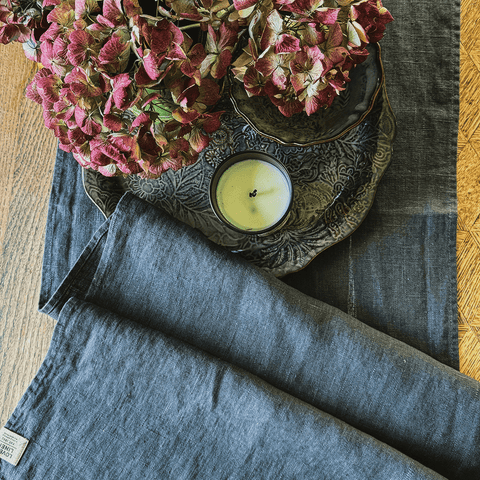 Linen 'Dark Grey' Table Runner by Lovely Linen - Curated Living