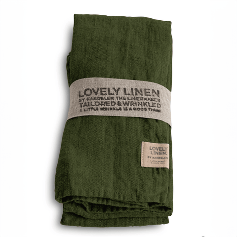 Linen 'Jeep Green' Napkins Set of Four by Lovely Linen - Curated Living