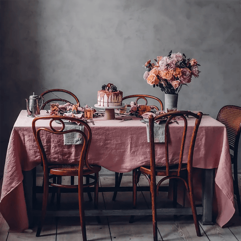 Linen 'Litchi - Palest Pink' Tablecloth by Lovely Linen - Curated Living