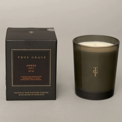 Natural Wax 'Amber No 31' Scented Candle in Black Box by True Grace - Curated Living