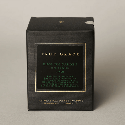 Natural Wax 'English Garden No 69' Scented Candle in Black Box by True Grace - Curated Living
