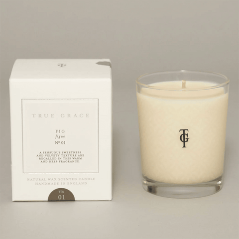 Natural Wax 'Fig No 1' Scented Candle in White Box by True Grace - Curated Living