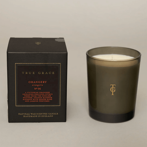 Natural Wax 'Orangery No 36' Scented Candle in Black Box by True Grace - Curated Living