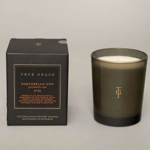 Natural Wax 'Portobello Oud No 68' Scented Candle in Black Box by True Grace - Curated Living