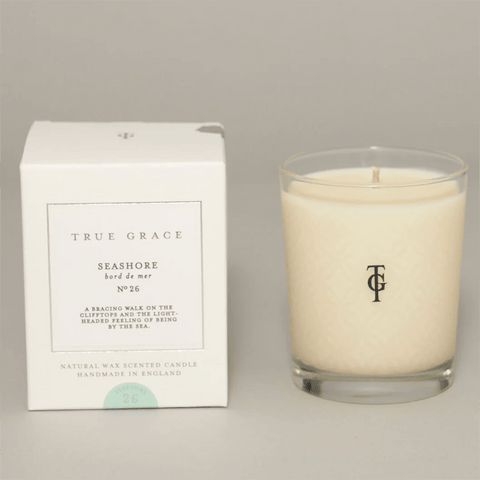 Natural Wax 'Seashore No 26' Scented Candle in White Box by True Grace - Curated Living