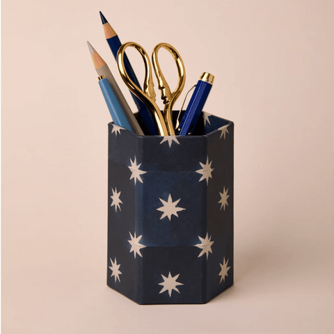 Navy Star Pen Pot by Wanderlust - Curated Living