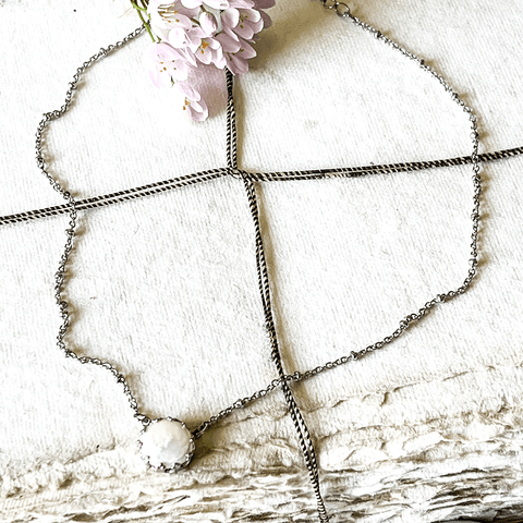 Necklace 'Cushion Cut Pendant - White Opal' by Sorrelli - Curated Living