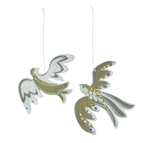Paper Ornament 'Birds Seagrass' Set of Two by Bungalow of Denmark - Curated Living