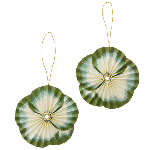 Paper Rosette 'Flower Green' 11cm - Set of Two by Bungalow of Denmark - Curated Living