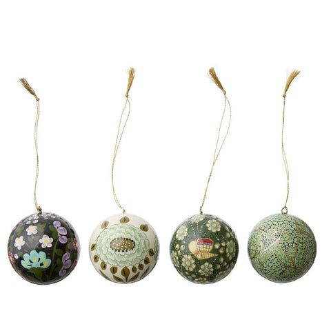 Papier Mâché 'Gaya Ivy' Baubles Box of Four by Bungalow of Denmark - Curated Living