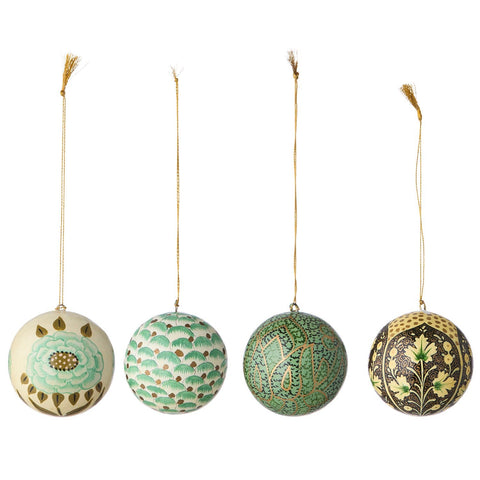 Papier Mâché 'Gaya Seagrass 7cm' Baubles Box of Four by Bungalow of Denmark - Curated Living