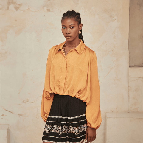 Peach 'Moztli' Blouse by NKN Nekane - Curated Living