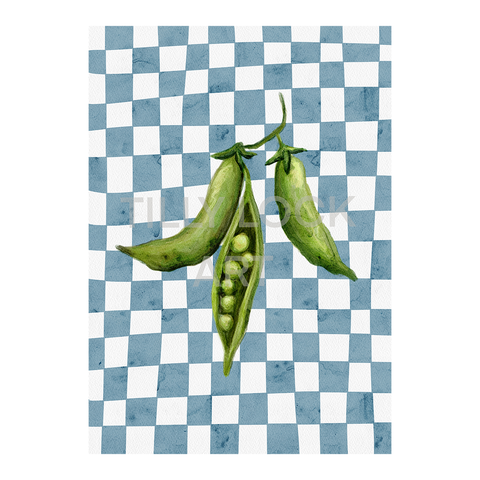 Peas in a pod - blue Print by Tilly Lock Art