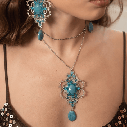 Pendant Necklace 'Angelite Drop' by Fiori d'Arancio of Italy - Curated Living
