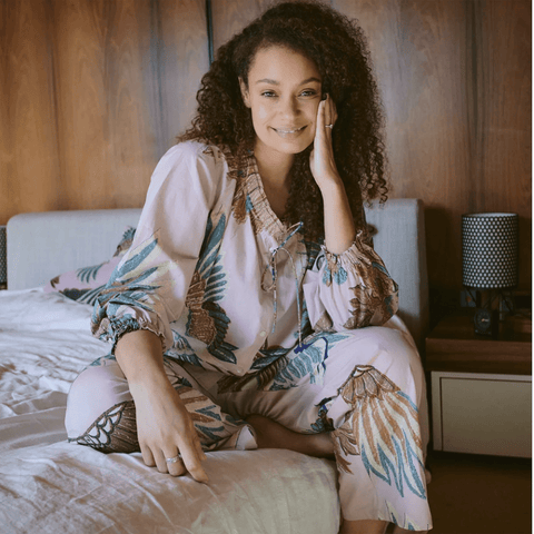 Poplin 'Crane Plaster Pink' Pyjamas by One Hundred Stars - Curated Living