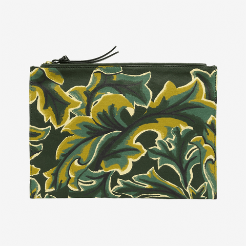 Pouch Bag 'Leonard' 100% Cotton with 100% Leather in Khaki by Inoui Editions - Curated Living