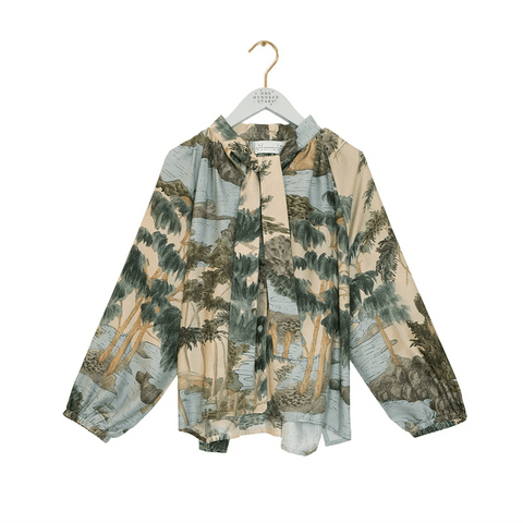 Pussy Bow 'Rivers and Trees Natural' Blouse by One Hundred Stars - Curated Living