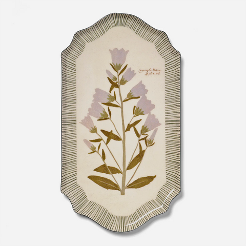 Enamel Tray 'Campanula Bellflower' Oval Shaped Edge by Roomytown UK