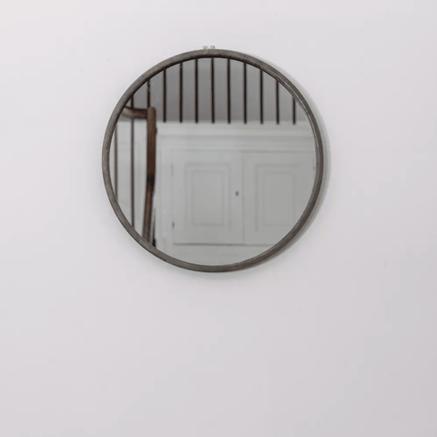 Round Mirror Antique in Grey Large by Grand Illusions of Dorset - Curated Living