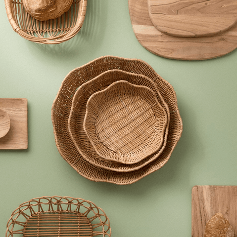 'Round Rattan Trays - Set of Three' by Bungalow of Denmark - Curated Living