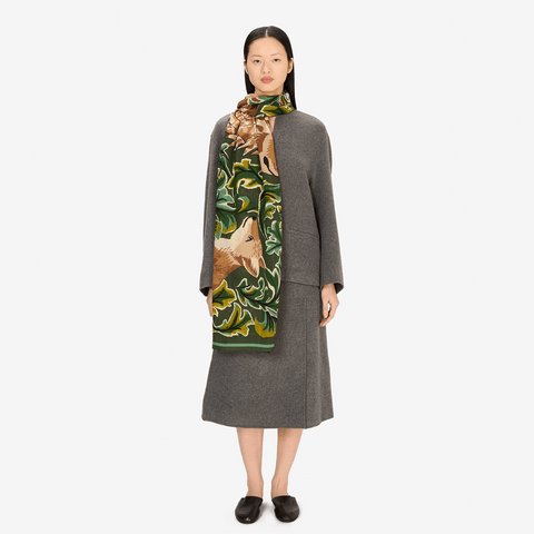 Scarf 100 'Leonard' 100% Wool in Khaki by Inoui Editions - Curated Living