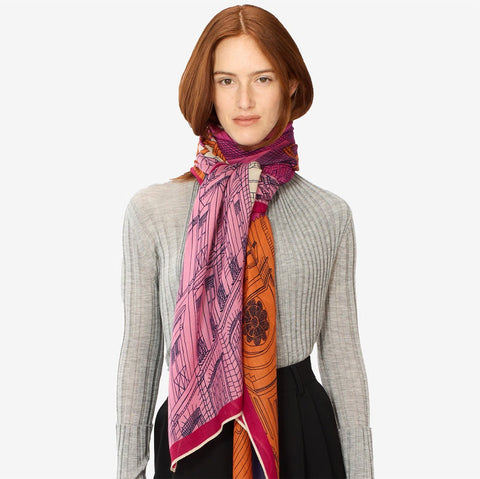 Scarf 100 'Paris in Fuchsia' Inoui Editions - Curated Living