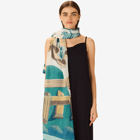 Scarf 'Shawl 100 Jardin - Turquoise' by Inoui Editions - Curated Living