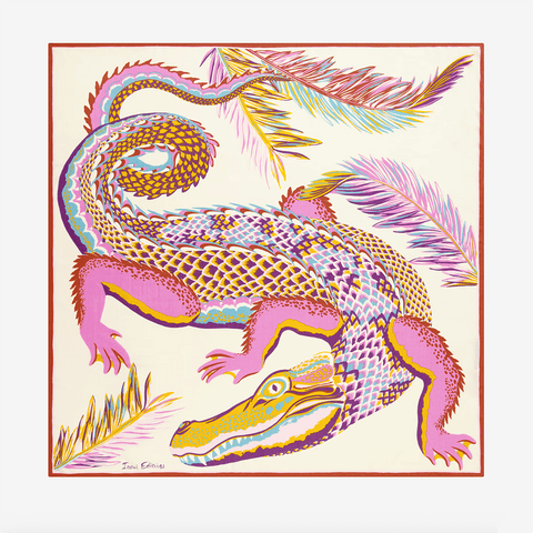 Scarf 'Square 100 Croco - White' by Inoui Editions - Curated Living