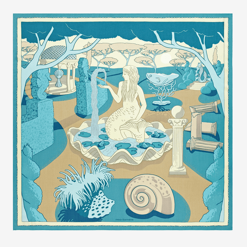 Scarf 'Square 100 Jardin - Turquoise' by Inoui Editions - Curated Living