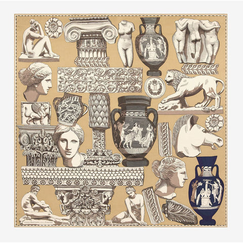 Scarf Square 130 'Archives in Natural' Inoui Editions Pour Le Louvre - Curated Living