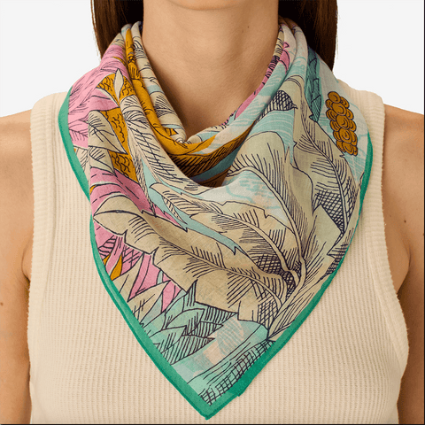 Scarf 'Square 65 Cotton Robinson - Blue' by Inoui Editions - Curated Living