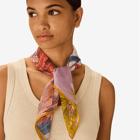 Scarf 'Square 65 Cotton Robinson - Purple' by Inoui Editions - Curated Living