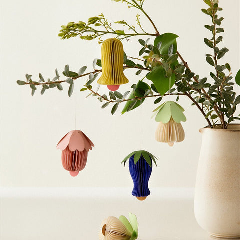 Set of Four Honeycomb 'Flower' Hanging Decorations by Bungalow of Denmark - Curated Living