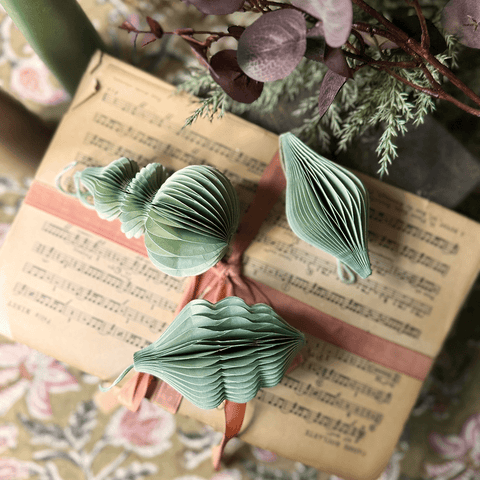 Set of Three Honeycomb 'Deco Isaz Mint' Hanging Decorations by Bungalow of Denmark - Curated Living