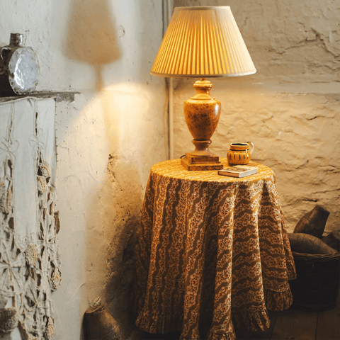 Tablecloth 'Hedgerow Stripe Turmeric' by Projekti Tyyny - Curated Living