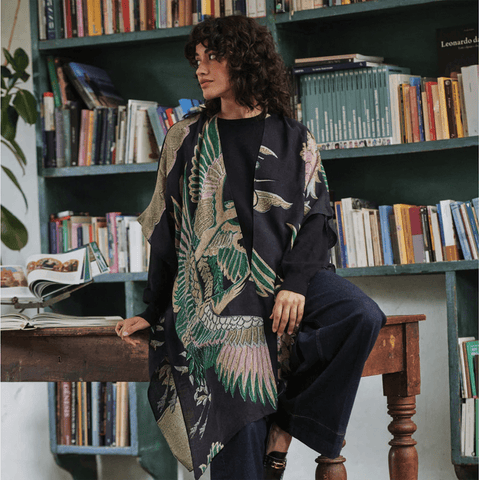 Throwover 'Crane Emerald Wool' by One Hundred Stars - Curated Living