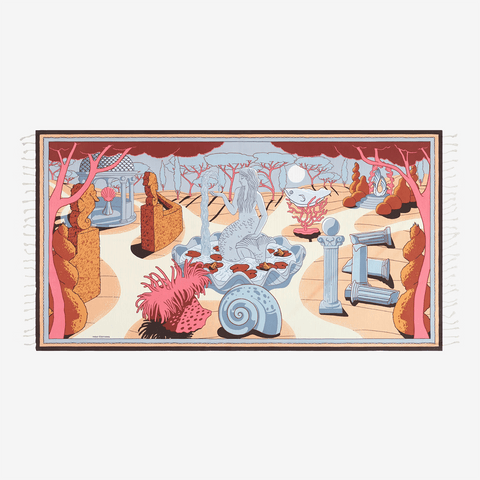 Towel 'Fouta 100 Jardin - Coral' by Inoui Editions - Curated Living