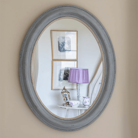 Vintage Mirror Oval 'Soft Grey' by Grand Illusions of Dorset - Curated Living