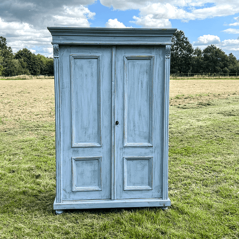 Vintage Painted Blue Wardrobe. - Curated Living
