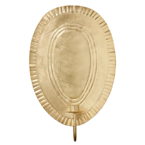 Wall Light 'Grooved Edge Ellipse' Golden 33cm by Bungalow of Denmark - Curated Living