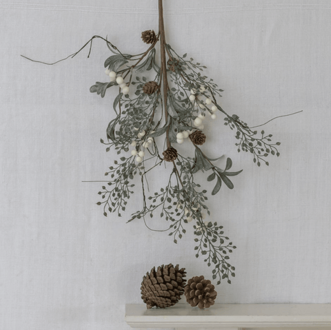 'White Berry Spray with Frosted Leaves' by Grand Illusions - Curated Living