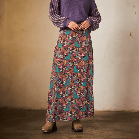 Wine 'Daru' Midi Skirt by NKN Nekane - Curated Living