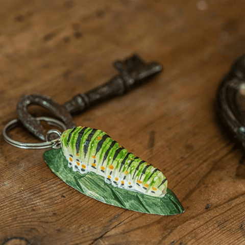 Wooden 'Caterpillar' Keyring by Wildlife Garden of Sweden - Curated Living